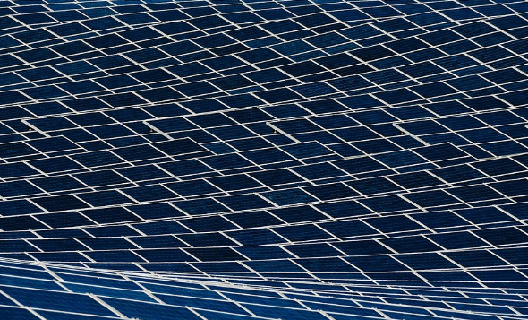 Solar panels near the sea
